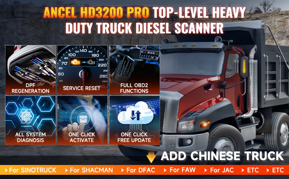 ANCEL HD3200 24V Heavy Duty Diesel Truck Scanner D.P.F