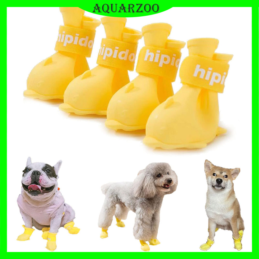 AQUARZOO 4Pcs Waterproof Dog Boots Dog Shoes for Snow and Rain Teddy ...