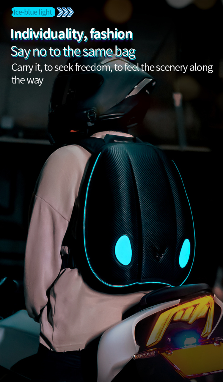 LED Light Men's Backpack Motorcycle Knight Helmet Bag EVA Hard Shell ...
