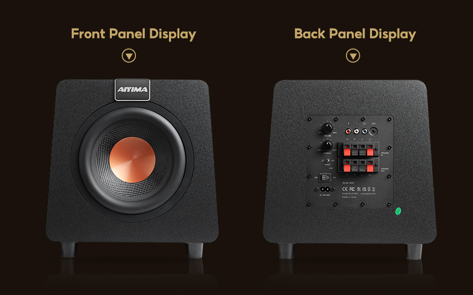 Subwoofer Actif 800X 8" 100W - Entrées RCA/LFE - Bois MDF - Pour Home Cinéma Et HiFi