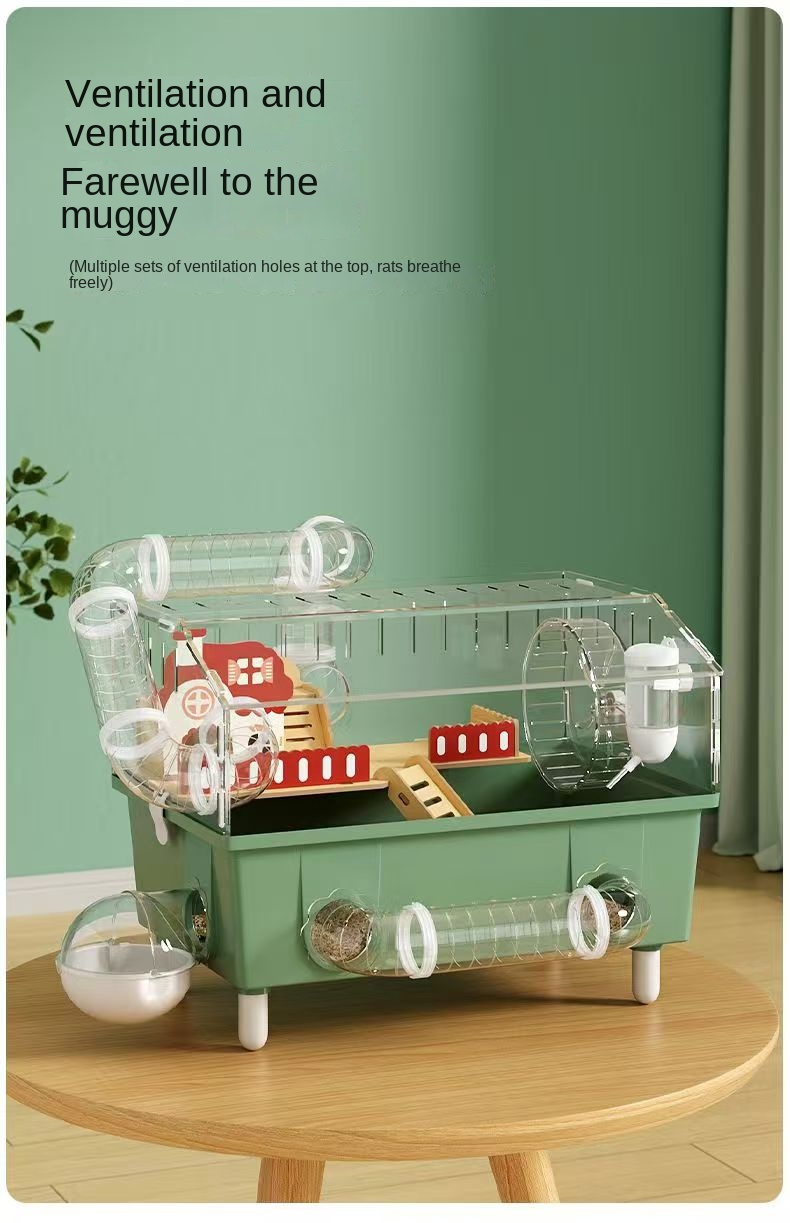 View of Acrylic Hamster Cage Fully Transparent Double-Layer Luxury Hamster ...