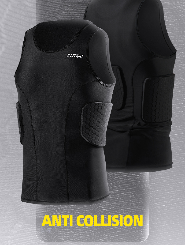 LEFIGHT Men's Rib Protector Padded Vest Compression Shirt Training Tank ...