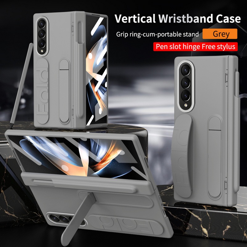 Luxury Invisible Bracket Wristband Skin Feeling Spring Hinged Hard Case For Samsung Galaxy Z