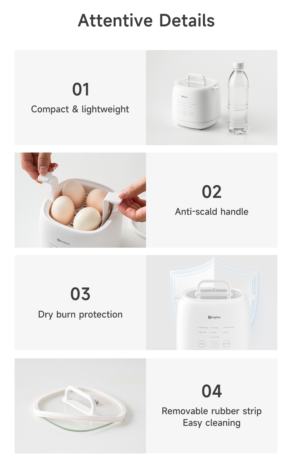 Simplus Egg Boiler Multifunctional Cooker 7 Modes 24h Timer Touch ...