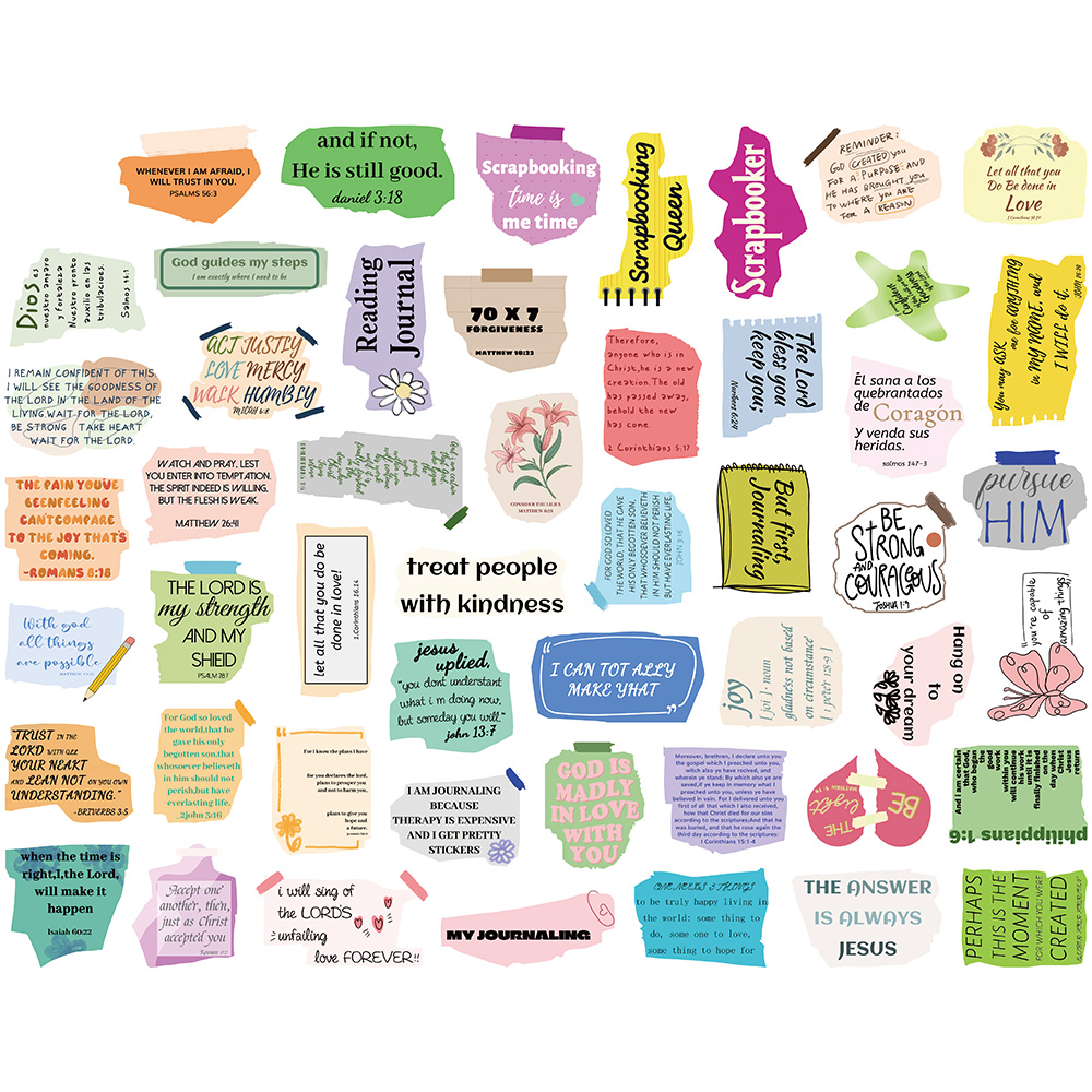 [Large Sticker]50pcs Jesus Phrase Christians Religion Bible Label ...