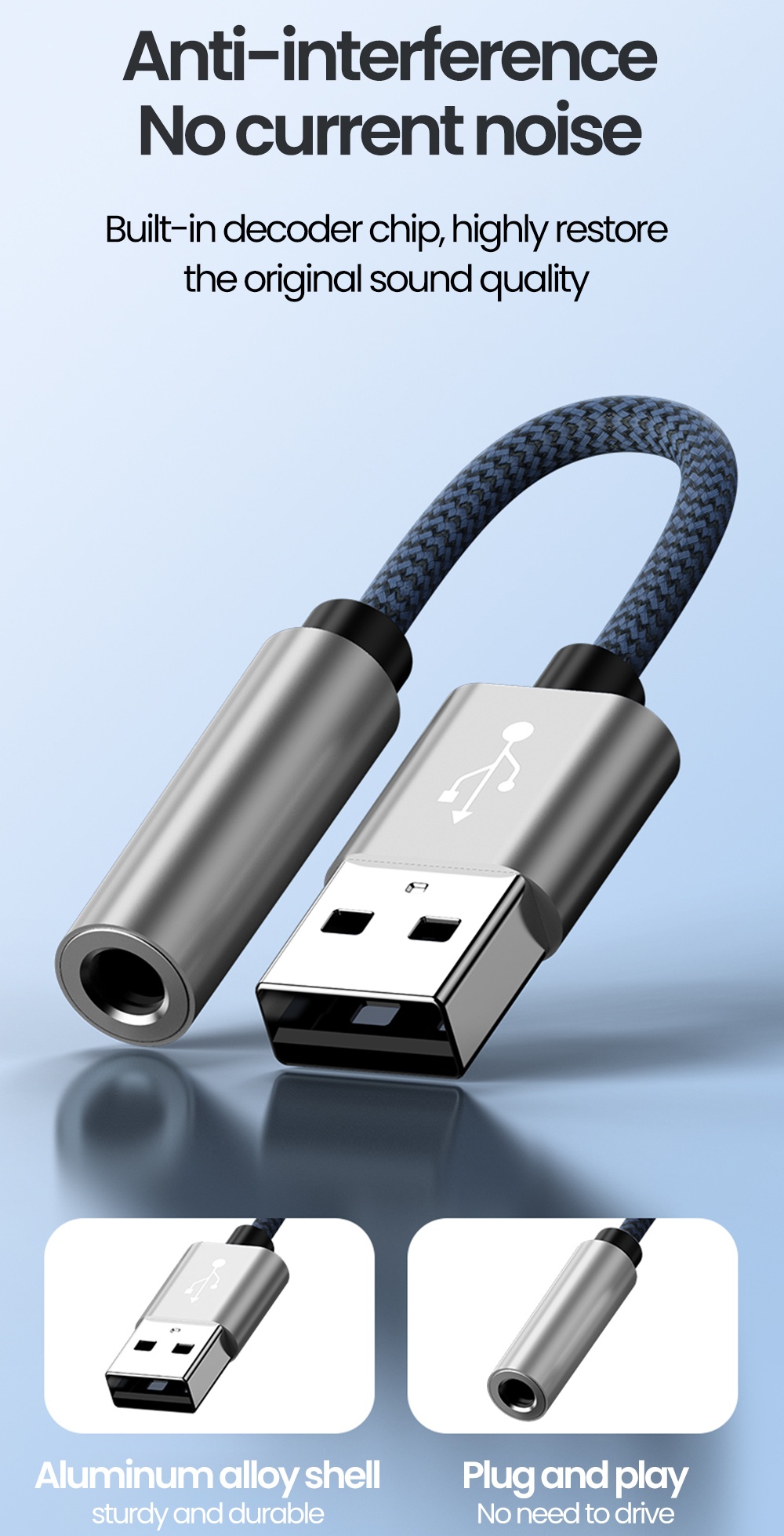 USB External Sound Card 3.5mm Jack Female Audio Adapter Headphone ...