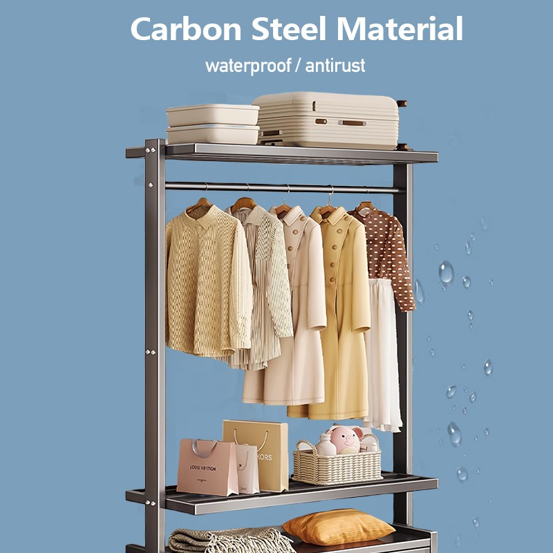 iSPECLE Adjustable Height Bedroom Clothes Rack Storage Rack with Cover ...