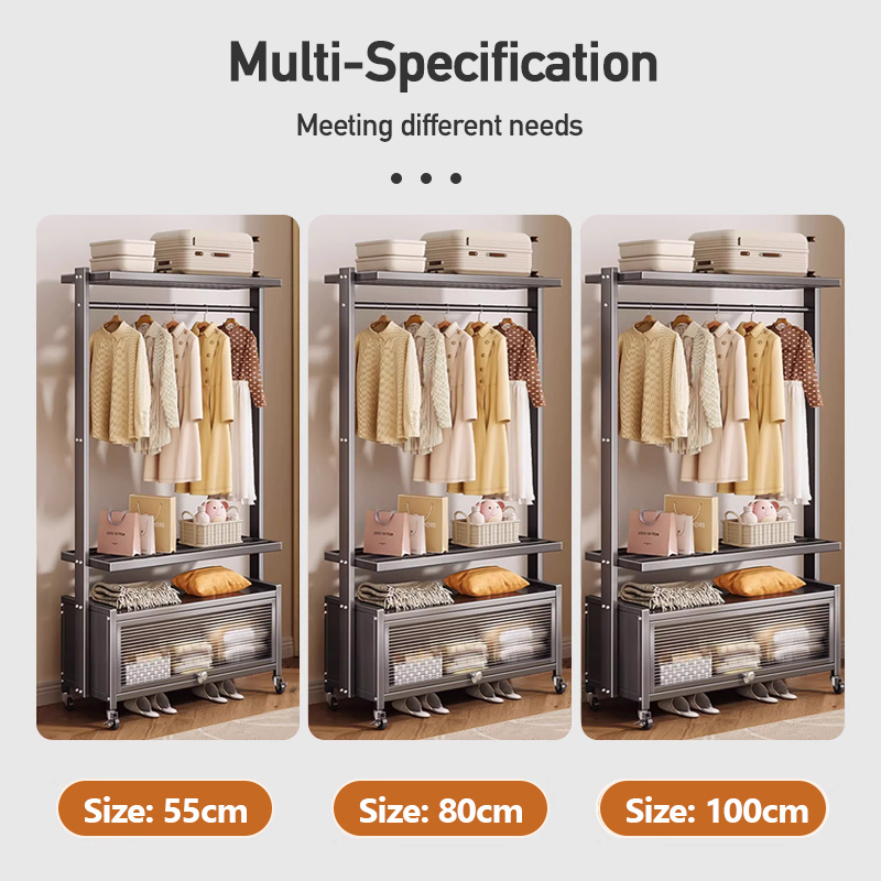 iSPECLE Adjustable Height Bedroom Clothes Rack Storage Rack with Cover ...