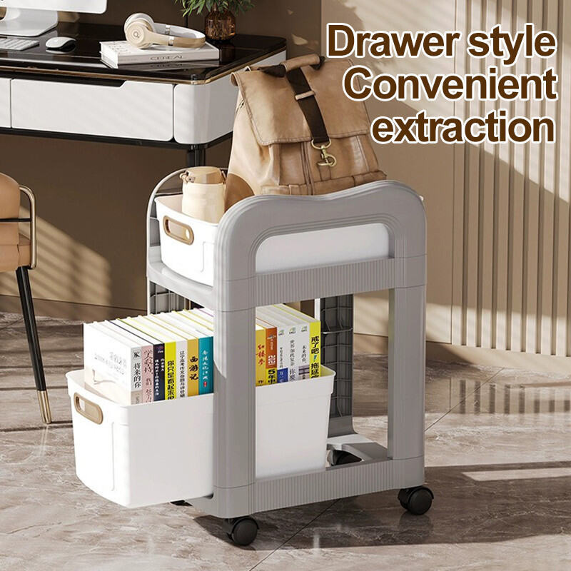 Multilayer Book Shelving Under the Table Storage Rack with Wheel ...