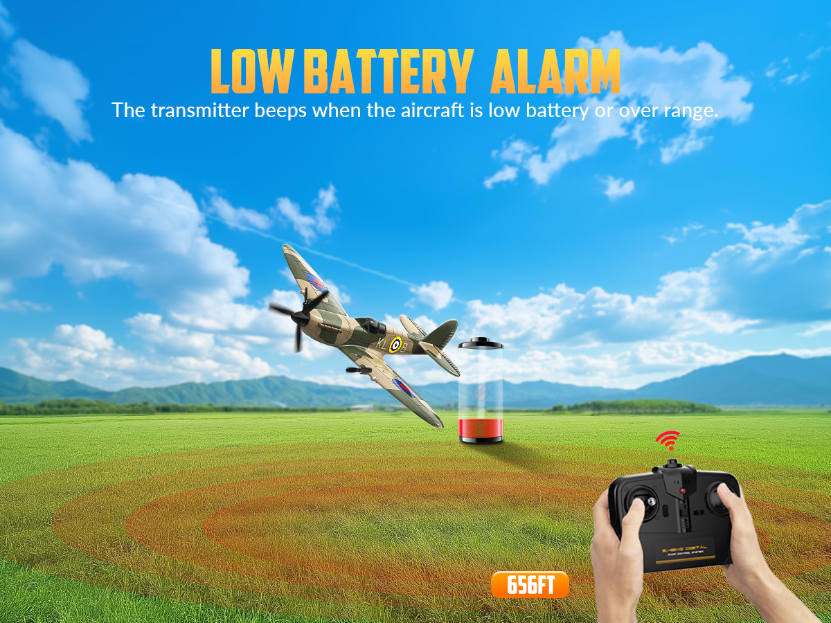 VOLANTEXRC RC Plane 3 Channel Remote Control Airplane Fighter Spitfire ...
