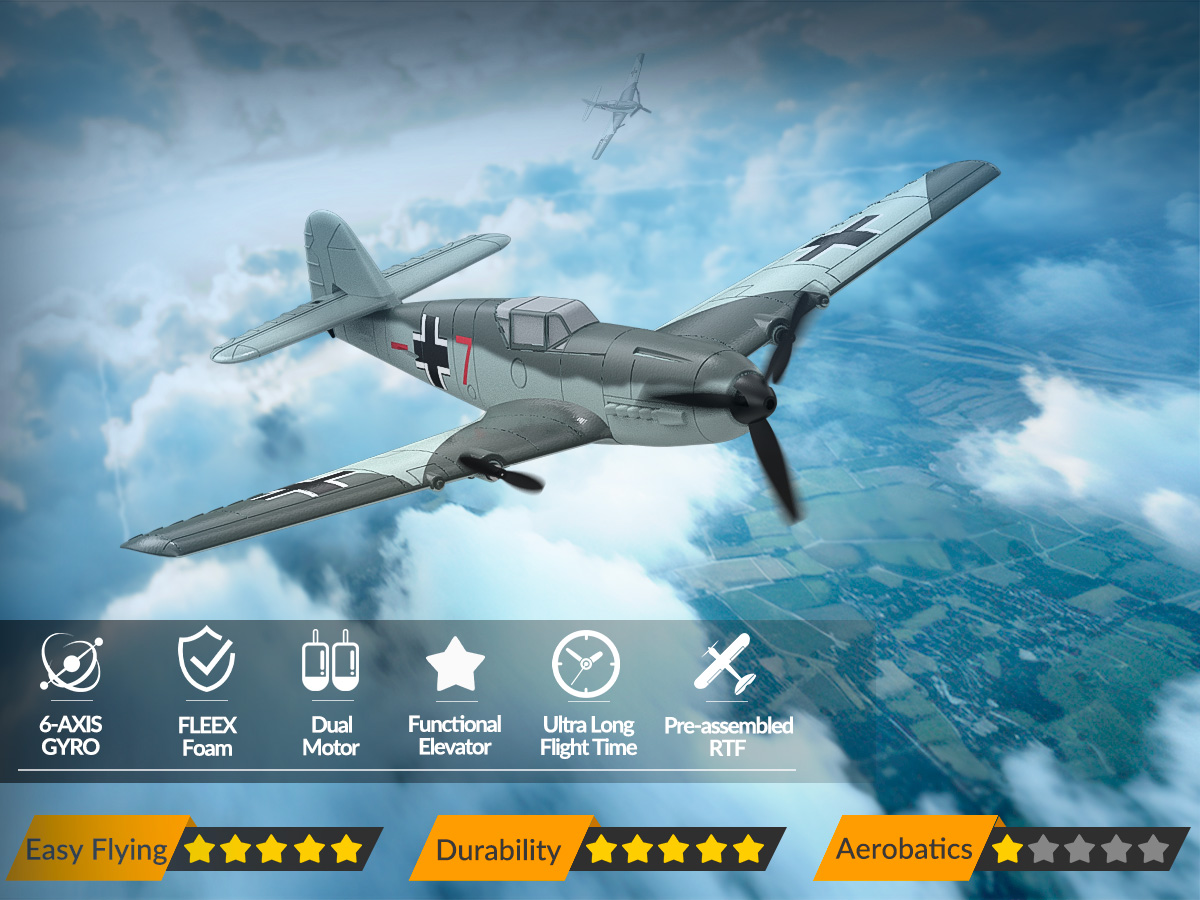VOLANTEXRC RC Plane 3 Channel Remote Control Airplane BF-109 with 6 ...