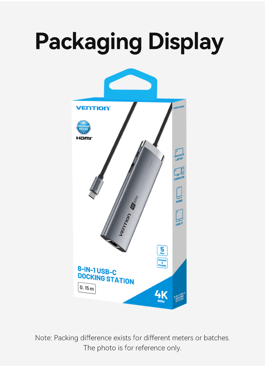 Vention Type C Hub 5 In 1 6 in 1 PD100W Portable Mini USB Docking ...