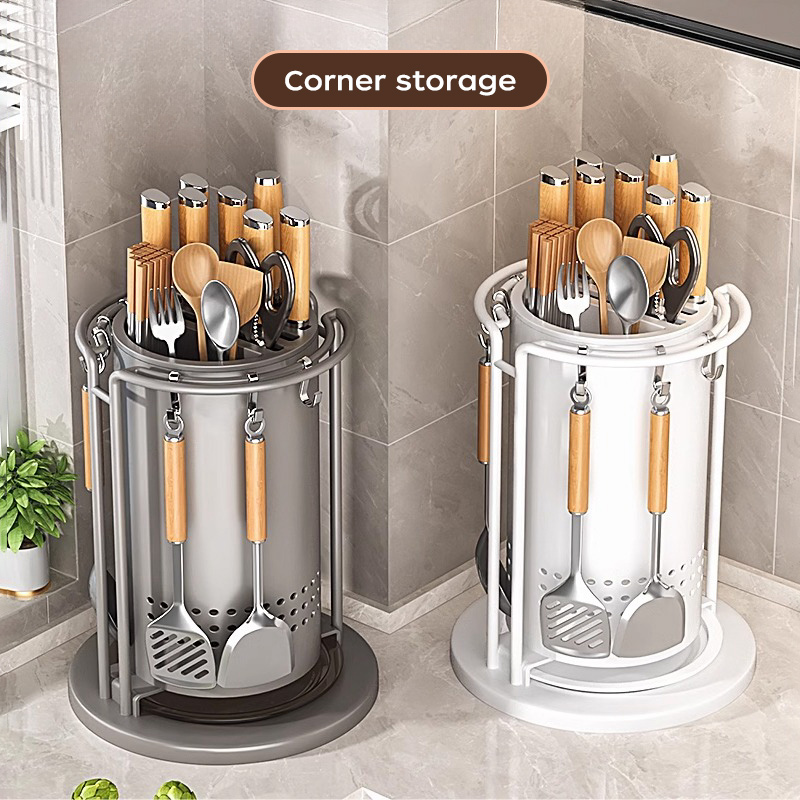 iSPECLE 360° Rotating Knife Holder Storage Rack Kitchen Racks Organizer ...