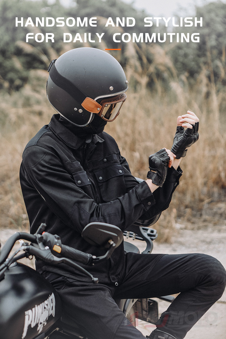 Retro Motorcycle Jacket Pants Summer Unisex Mesh Breathable Cycling ...