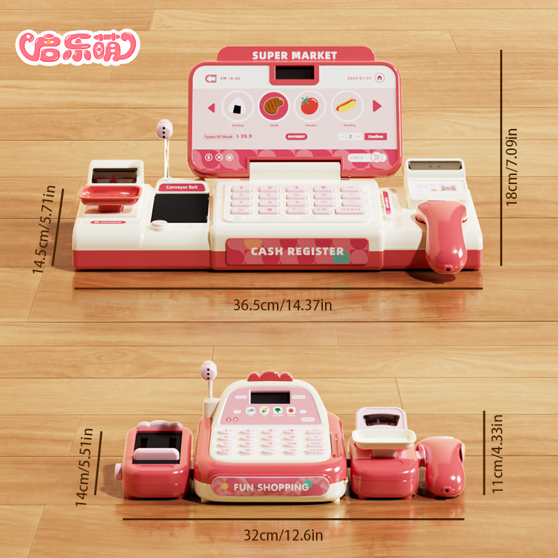 【qilemeng】kid Cash Register Machine Toys Kids Cash Toys Play 