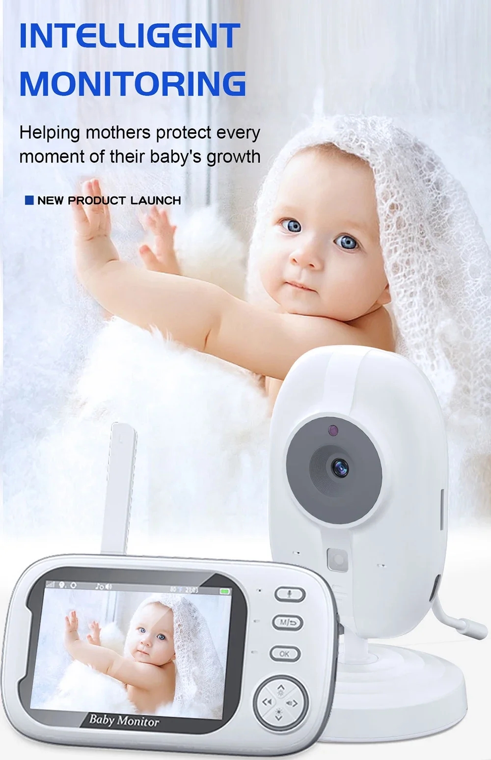 Wireless Video Baby Monitor 3.5 inch Night Vision Temperature ...