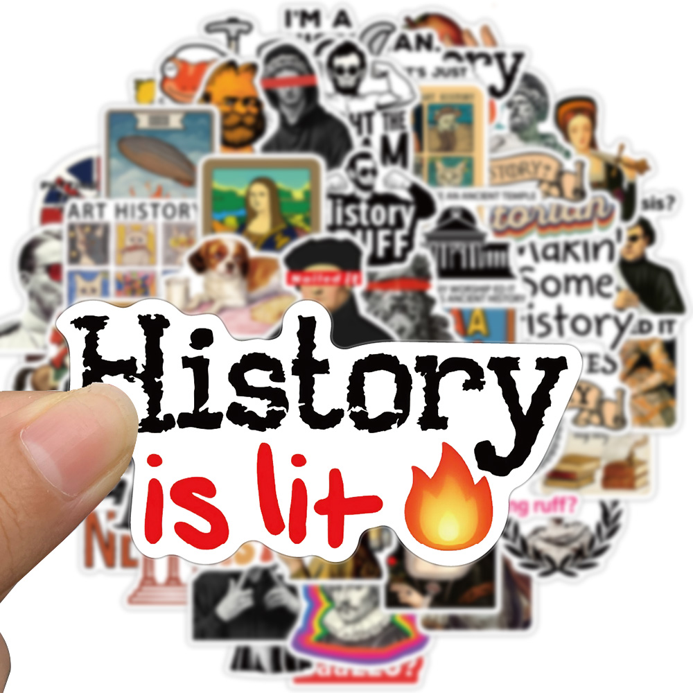 [Large Sticker]50pcs Funny History Stickers for Laptop Phone Bottle ...