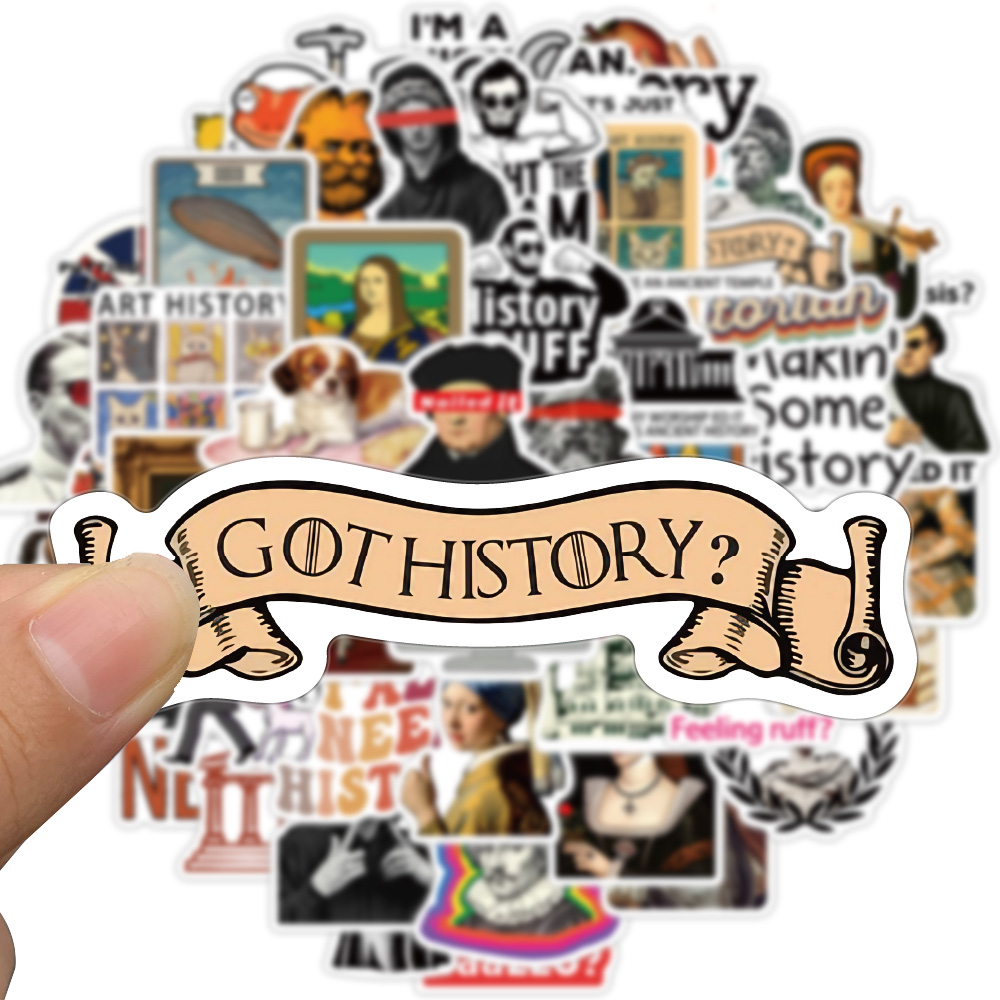 [Large Sticker]50pcs Funny History Stickers for Laptop Phone Bottle ...