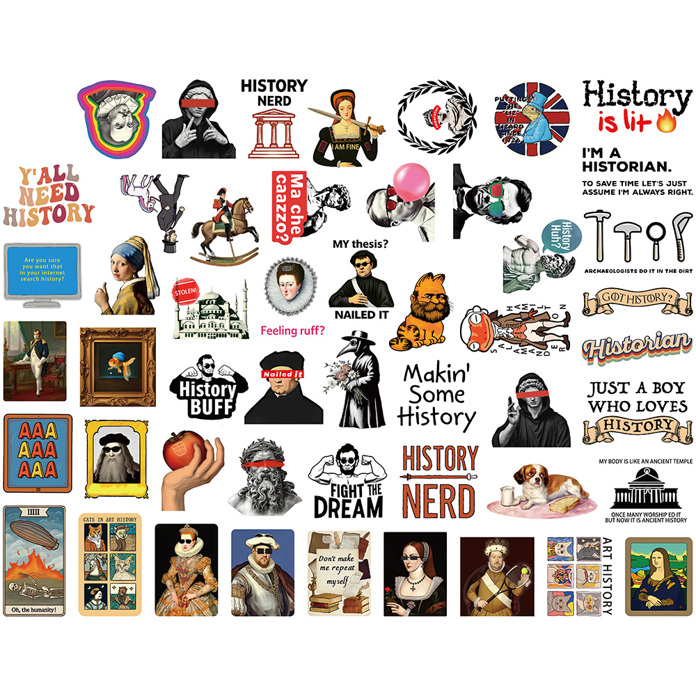 [Large Sticker]50pcs Funny History Stickers for Laptop Phone Bottle ...