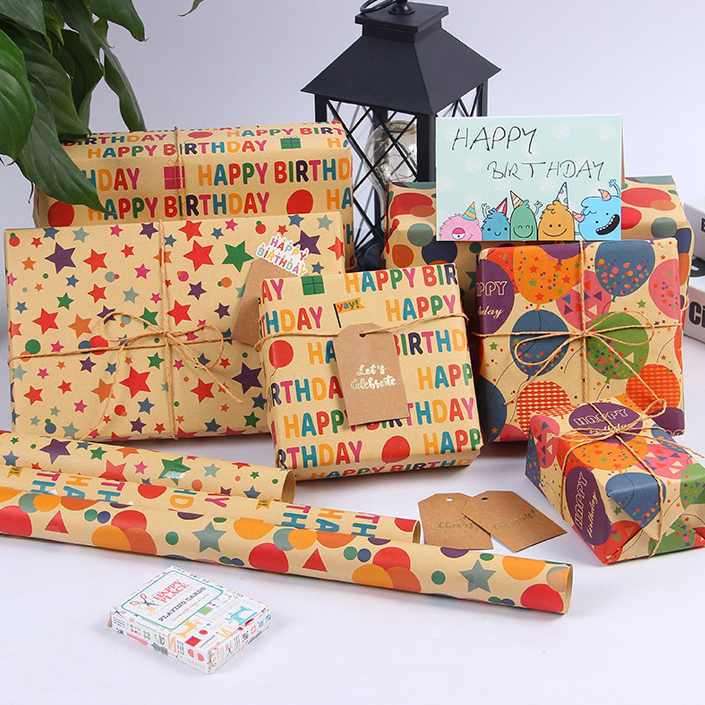 Colored Printed Kraft Paper Birthday Gift Wrapping Paper DIY Book Cover ...