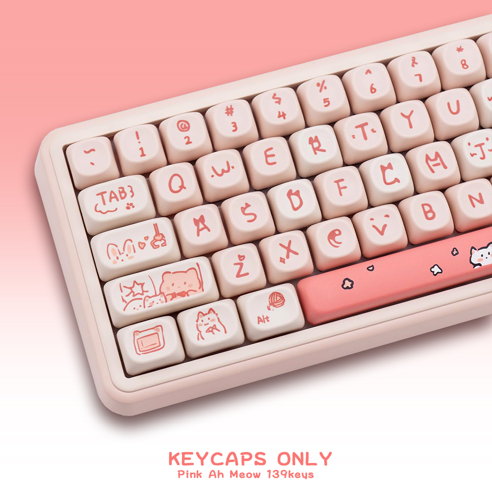MOA Profile Ah meow~ Ah wang~Keycaps/set 131Keys PBT Custom Keycaps for ...