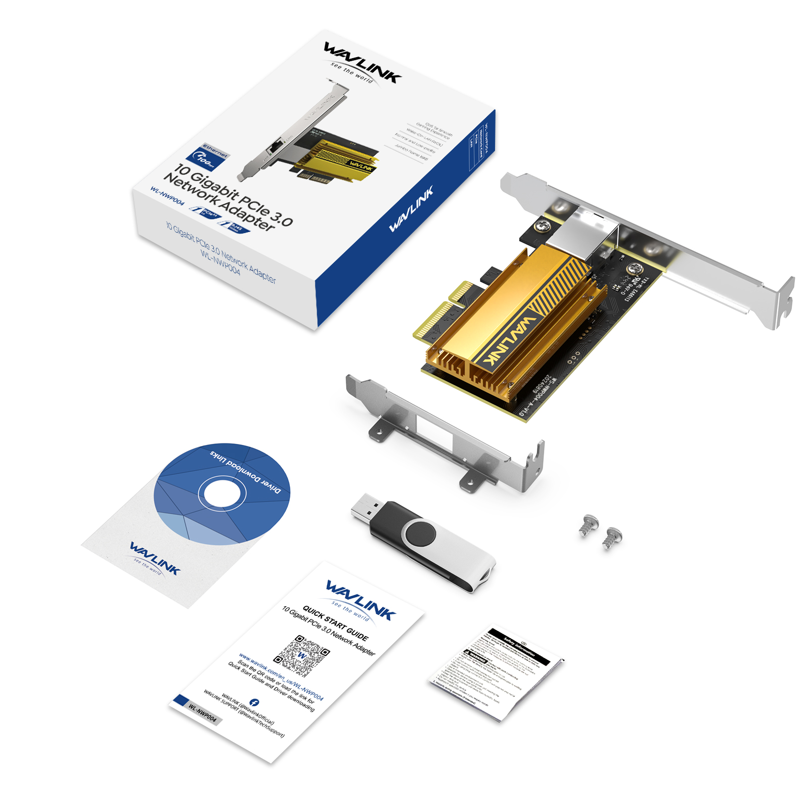 WAVLINK 10G Base-T PCIe Network Card 10G Mbps PCI Express Ethernet ...