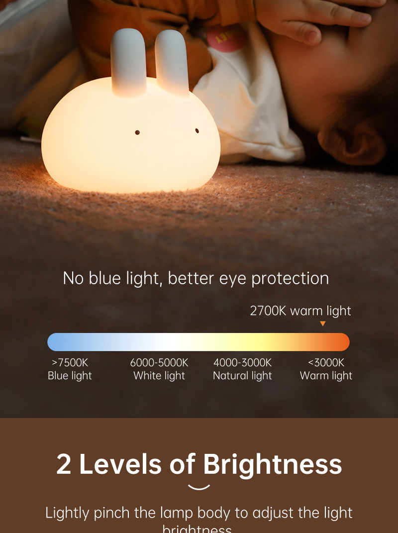 Thunlit Bunny Lamp Cute Rechargeable Bunny Night Light Dimmable ...
