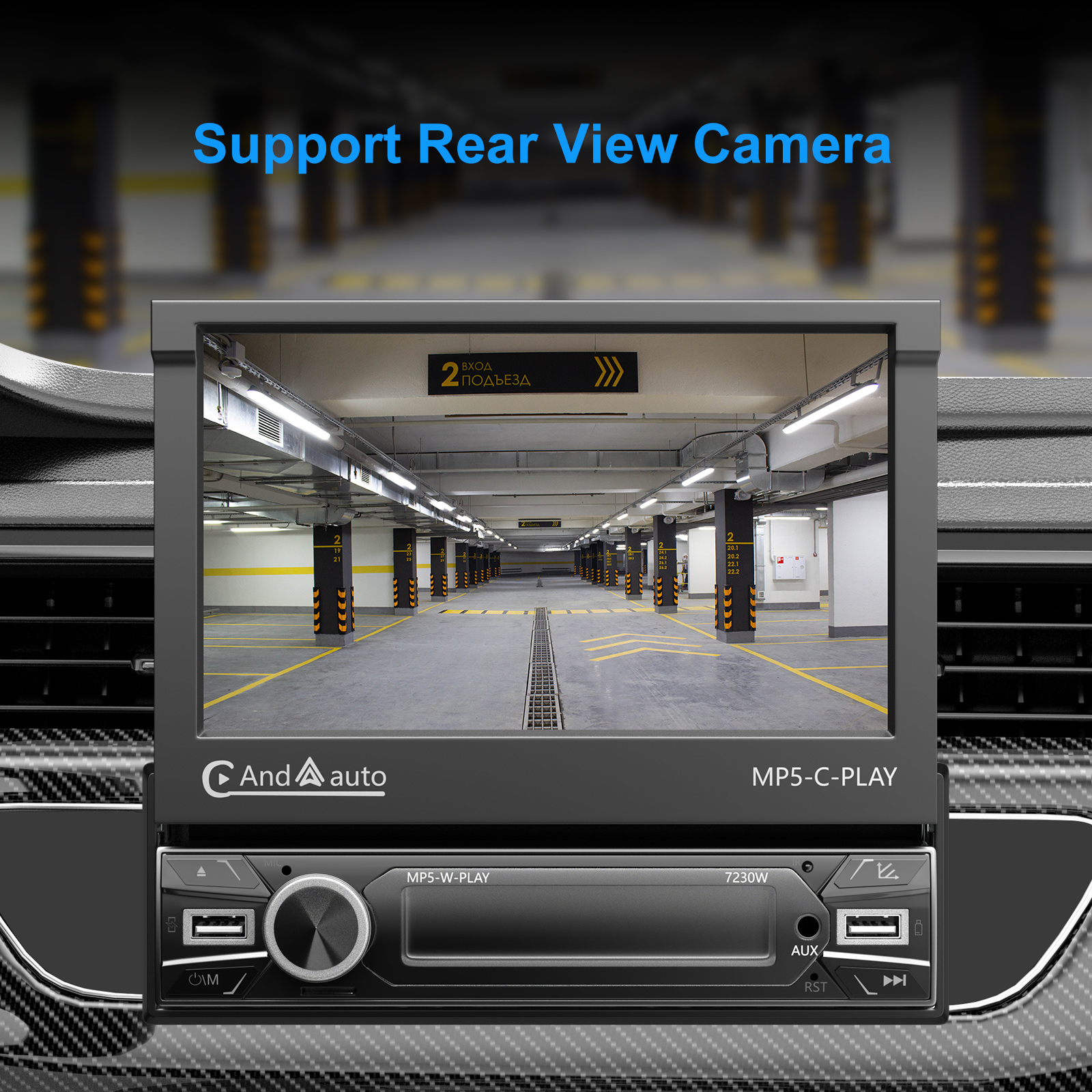 ESSGOO 7 INCH 1 Din Car Stereo Wireless Carplay Android Auto Telescopic ...
