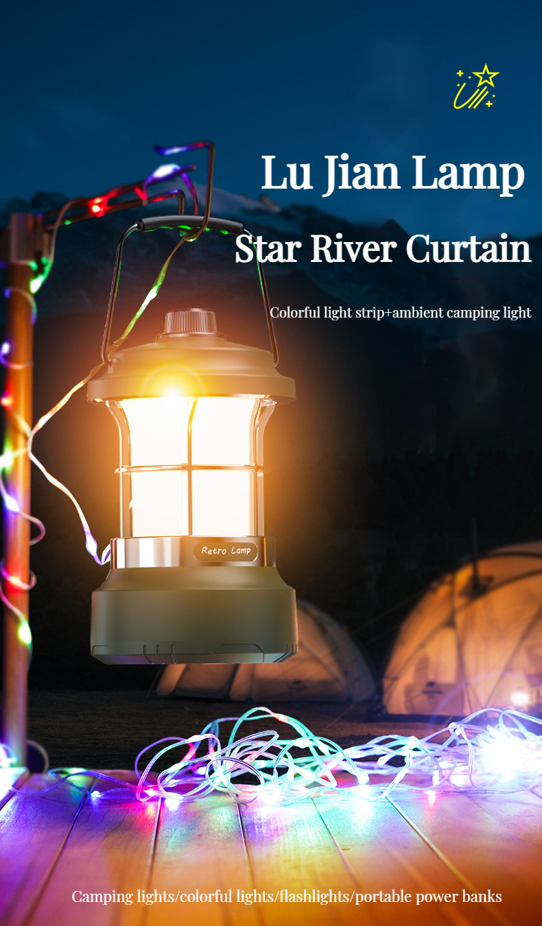 Upgraded outdoor multifunctional portable LED camping tent light TYPE-C ...
