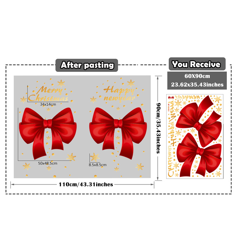 Extra Large Christmas Gift Box Glass Stickers For Window Decorations ...