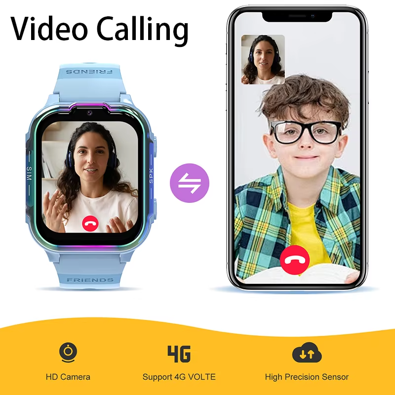 2024 New SIM 4G Kids Smart Watch GPS History Location Display HD Video ...