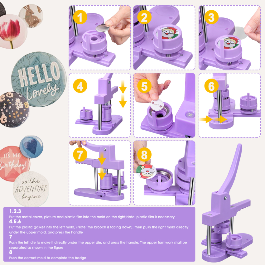 Local delivery+COD 3 in 1 Button Badge Maker Machine with 25/32/58mm ...
