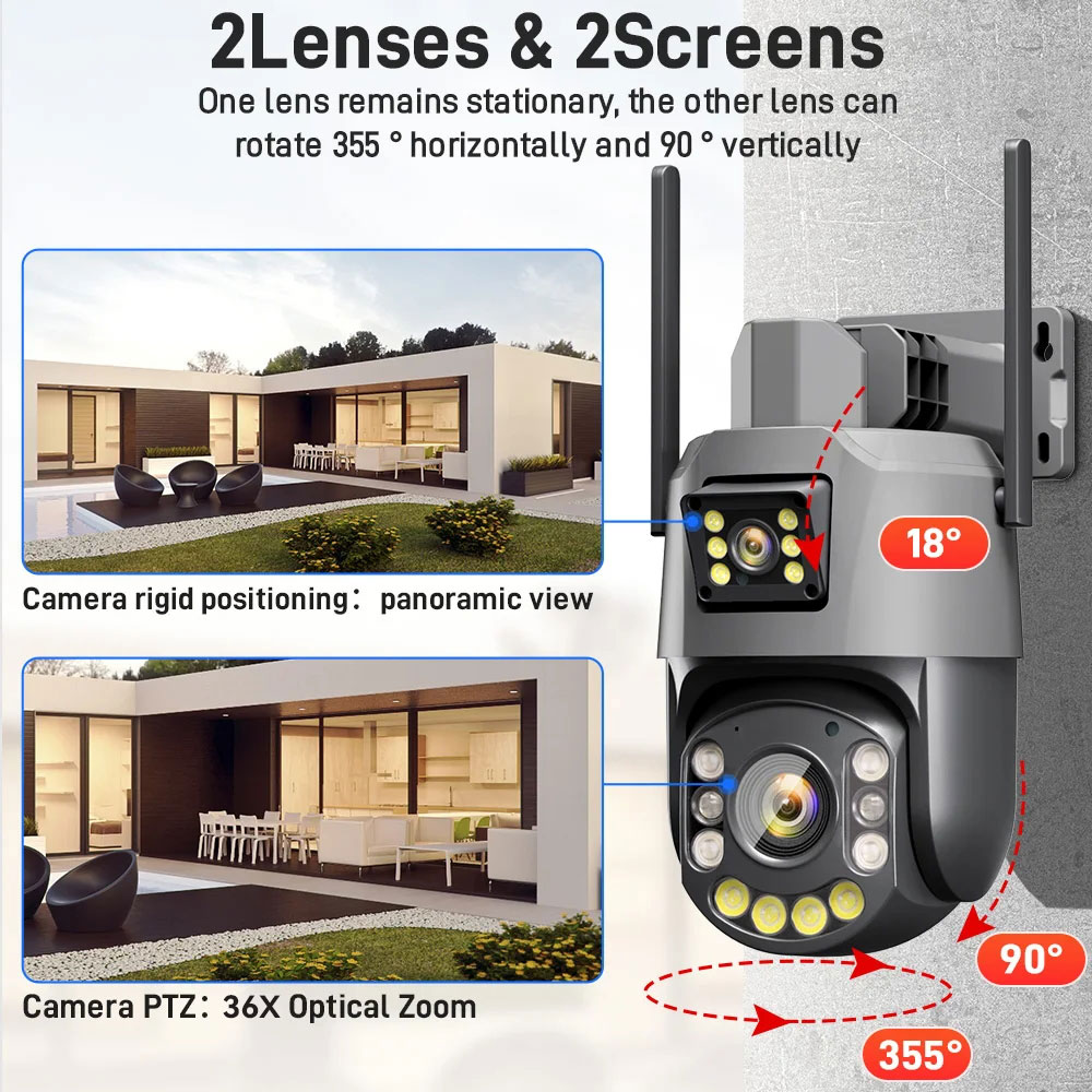 Hamrol 4K 8MP Dual Lens Dual Screen 36X Optical Zoom PTZ WiFI Camera AI ...