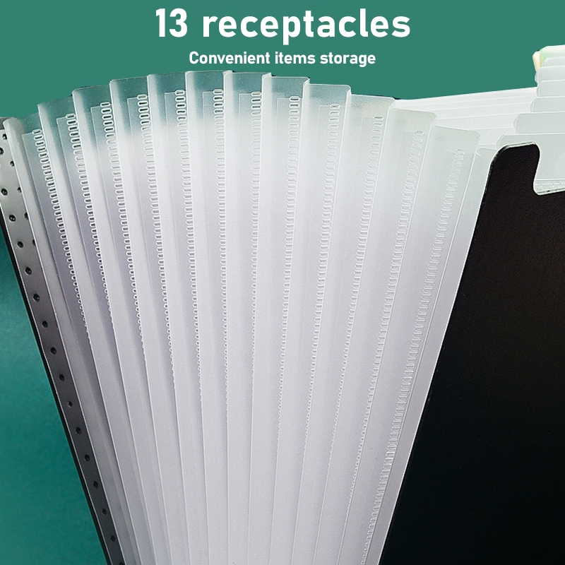 13 Pockets A4 Horizontal Expanding File Folder PP Envelope Desk File ...