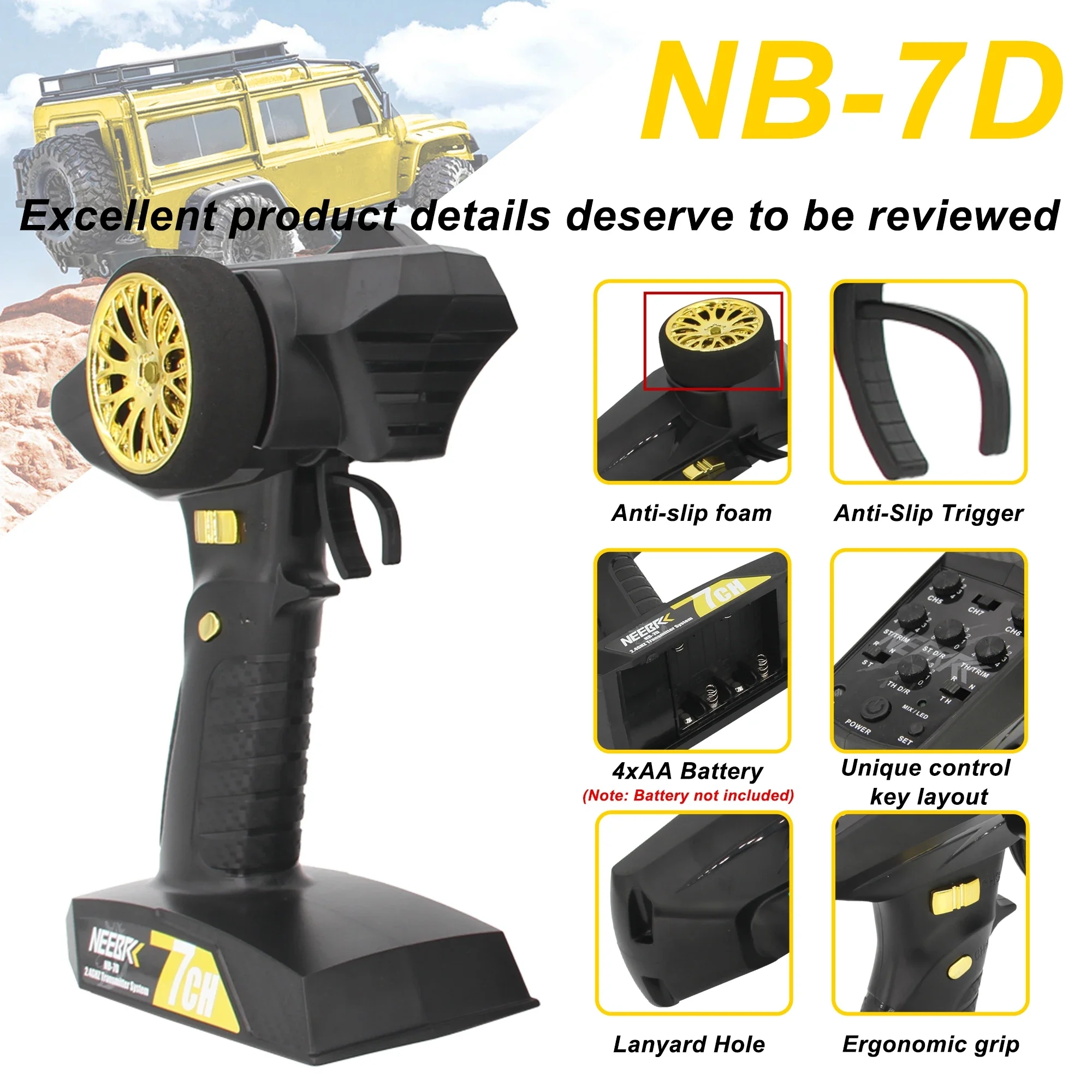 NEEBRC 2.4GHZ 7CH Transmitter Remote Control Radio System 7CH Receiver ...
