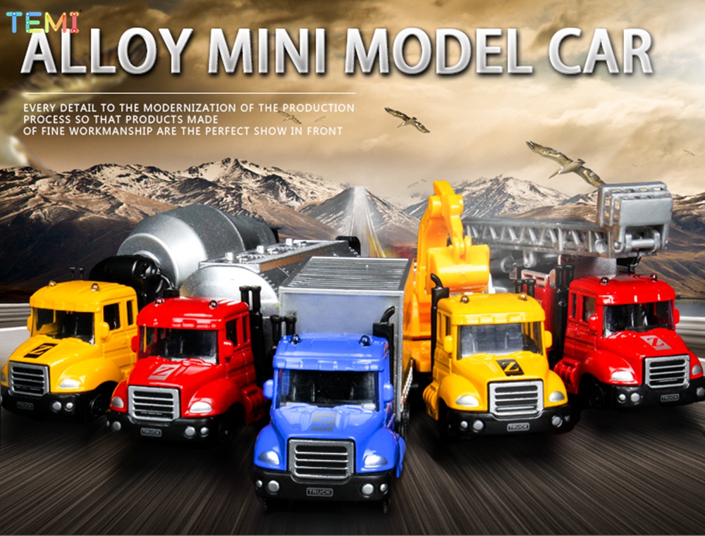 TEMI Mini Alloy Fire Engineering Vehicle Toys Model Fun Toy Simulation ...