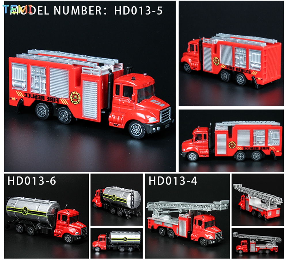 TEMI Mini Alloy Fire Engineering Vehicle Toys Model Fun Toy Simulation ...