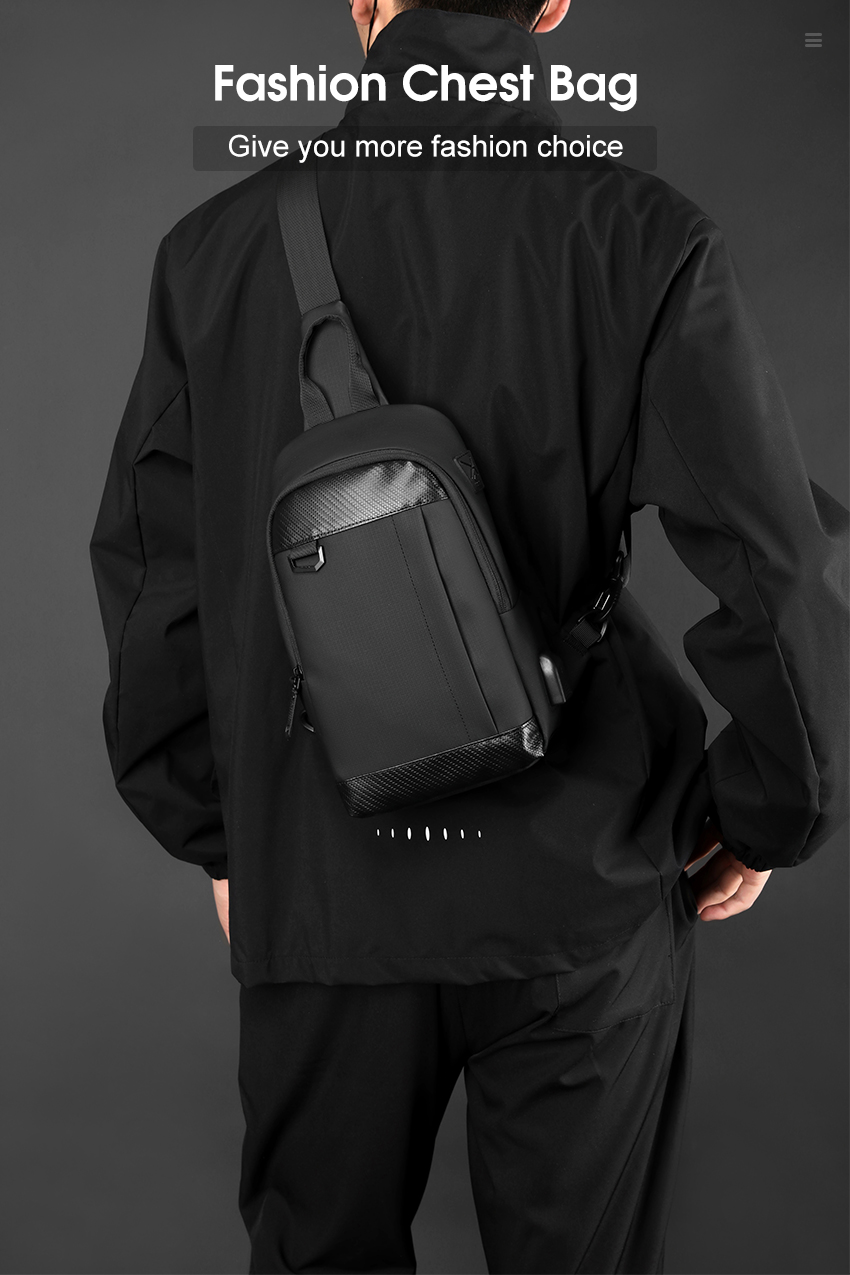 Men S Chest Bag Fashion 2026.MENSPE Fashion Chest Bag Shoulder Bag Earphone Hole Design Waterproof ...