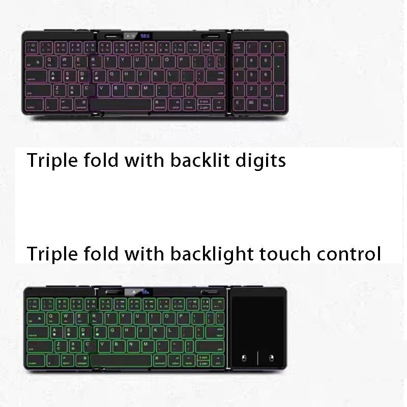 JOMAA Folding Bluetooth Keyboard with Numberic Pad RGB Backlight ...