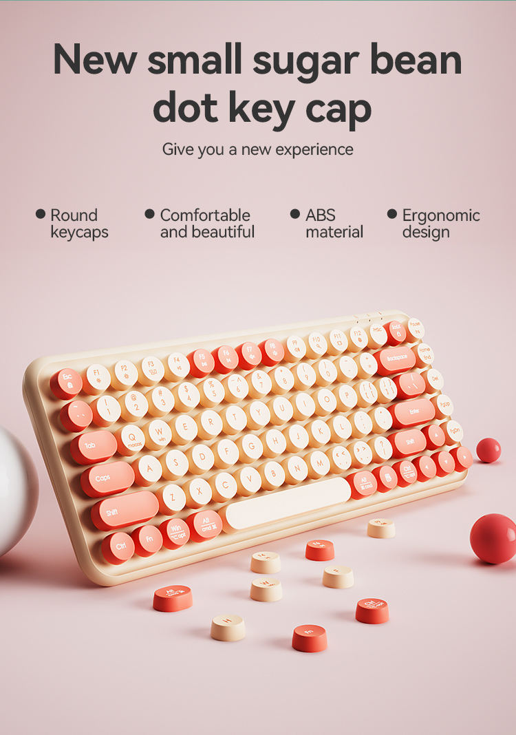 BOW K508 USB Wireless Keyboard 2.4Ghz Retro 85 Keys Ergonomic Gaming ...