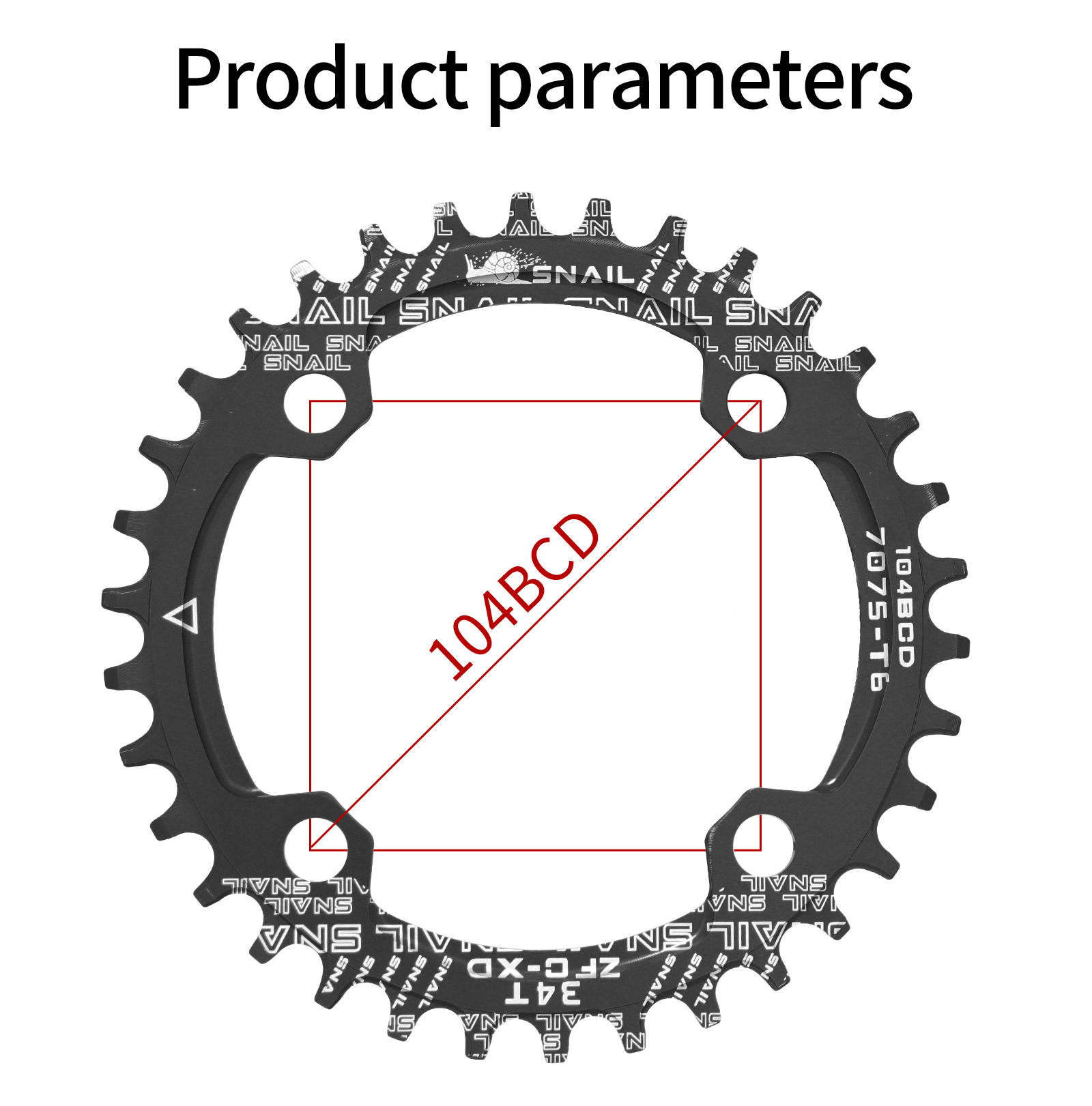 MEROCA Bicycle Chainring 104Bcd Round Narrow Wide Mtb Bike 32T 34T 36T ...