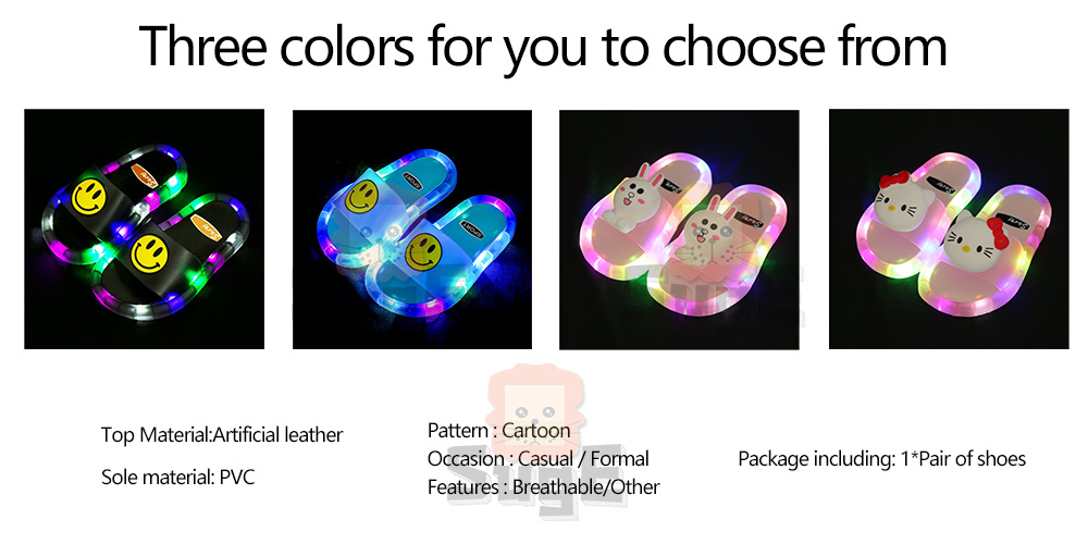 SUGE LED Slippers For Kids Boy&Girl Flip Flops Toddler Light Up ...