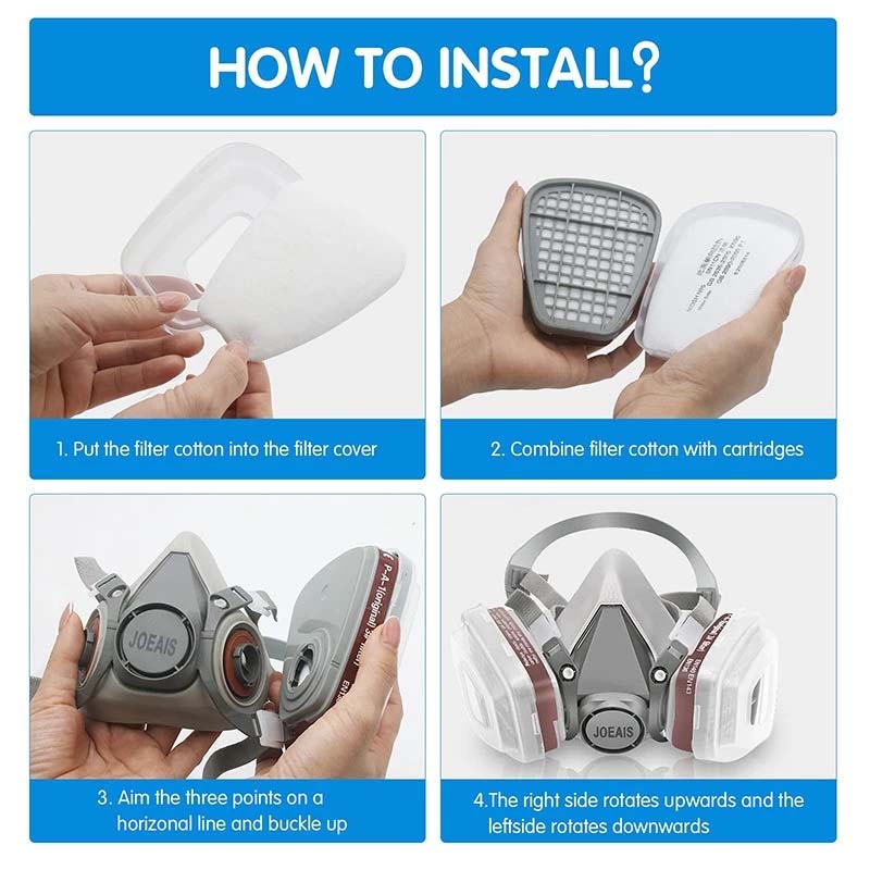 7 In 1 Suit Work Filter Mask Reusable 6200 Safety Gas Mask Half Face ...
