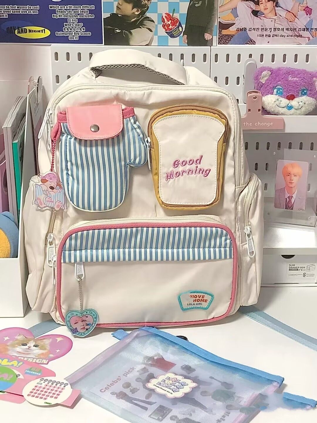 Fashion Toast Bread Backpack and Messenger Bag Girls Small Large ...