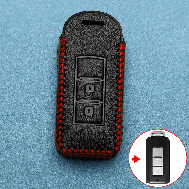 Mitsubishi 2 Buttons Genuine Leather Car Remote Key Case For Mitsubishi ...