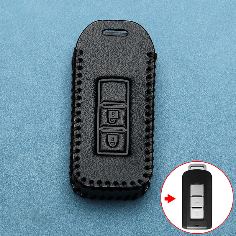 Mitsubishi 2 Buttons Genuine Leather Car Remote Key Case For Mitsubishi ...