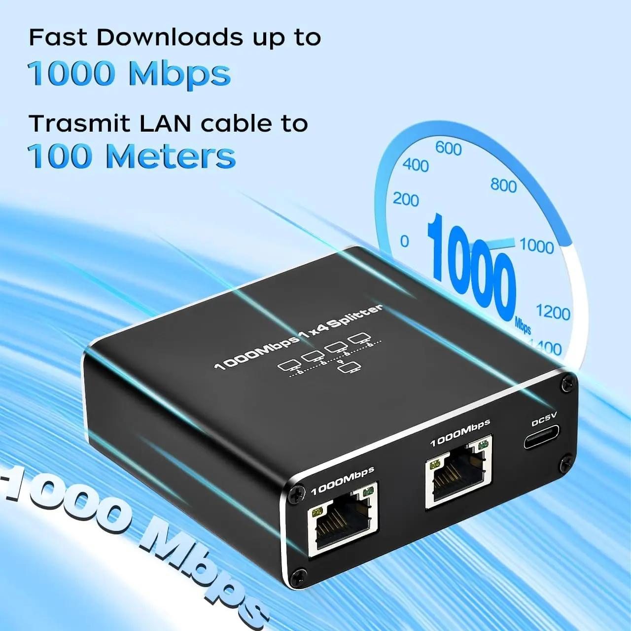 (Local Seller) 1000Mbps 1 in 4 Out Ethernet Adapter 1 to 2/3/4 RJ45 LAN ...