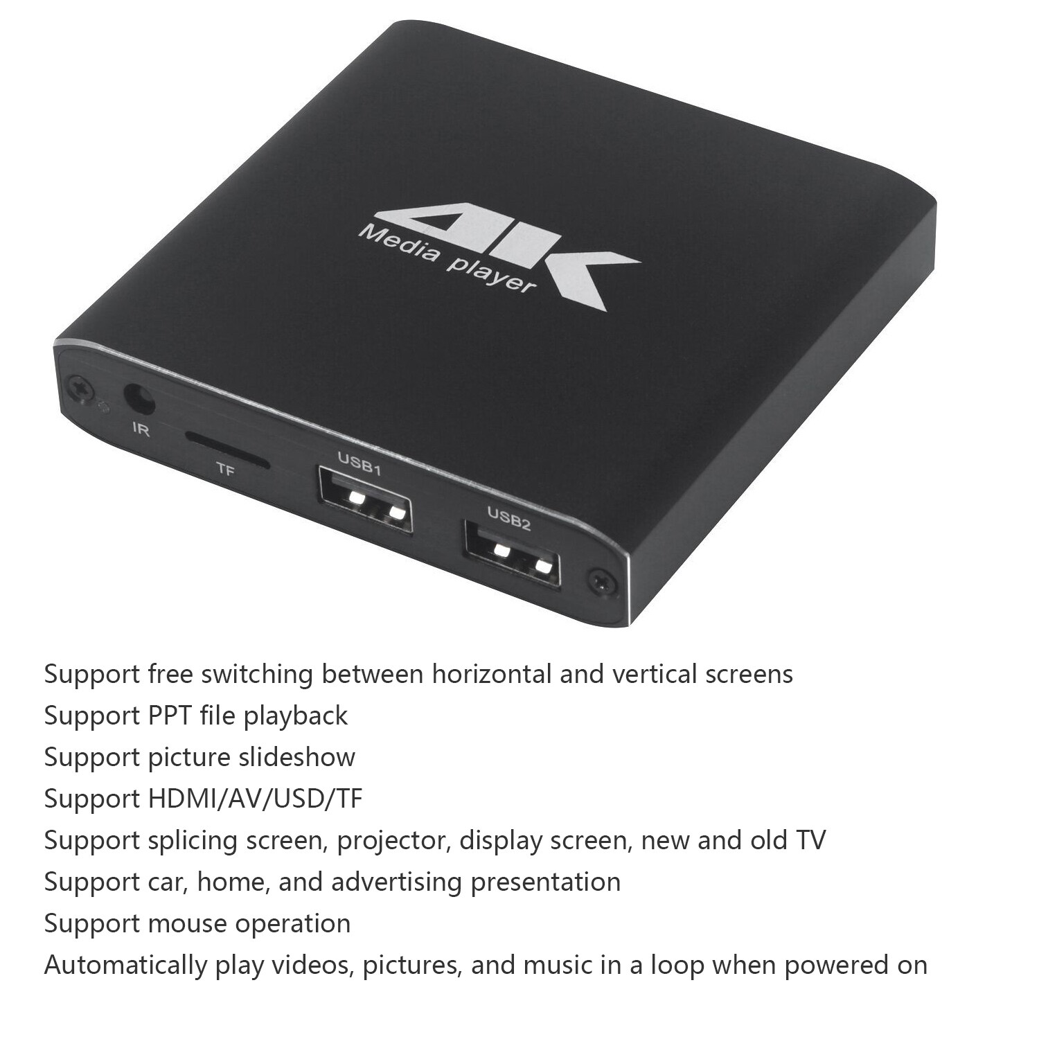 Mini 4K H.265 Advertising Player With TF/AV/HDMI/USB Disk 1080P Full HD ...