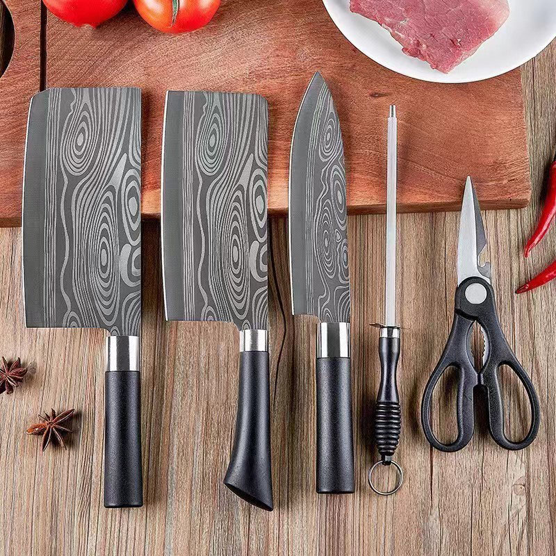 【LEUSE】5-piece kitchen knife set - stainless steel chef's knife, bread ...