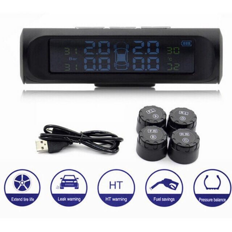 TPMS Tire Pressure Monitoring System Solar Car Pressure Alarm System ...
